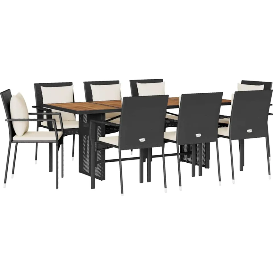 vidaXL 9-delige Tuinset poly rattan zwart, foto 3