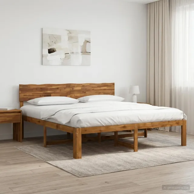 vidaXL Tweepersoonsbed met hoofdeinde ROSTOCK Naturel 200 x 200 cm Bruin