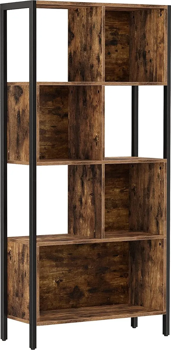 Soof & Tess Soph & Tess - Boekenkast - Vakkenkast - Industrieel - Vintage - Hout - Metaal - Bruin/zwart - 74x29.6x154.5
