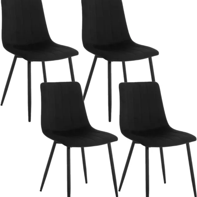 Br@ndless Eetkamerstoelen Set van 4 - Eetkamerset - Extra Comfortabel - 39x44x80 - Zwart