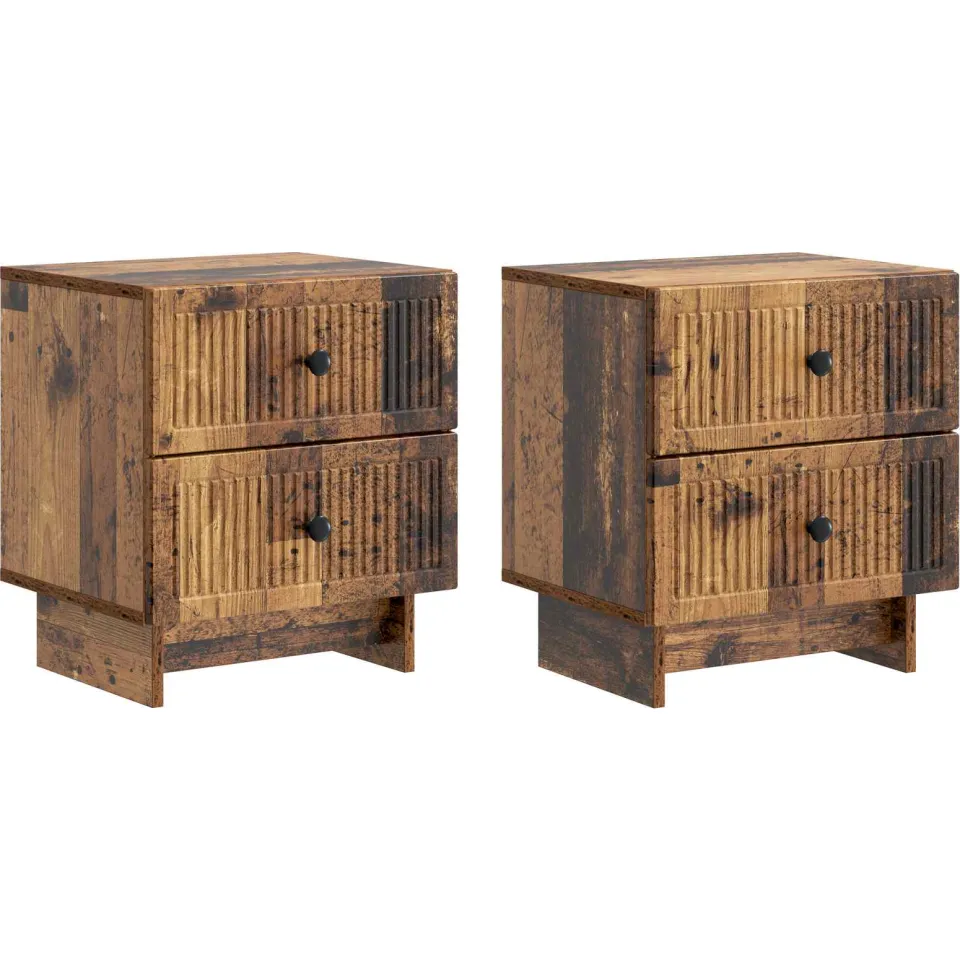 vidaXL Nachtkastje 2 st Oud hout 43 x 34,5 x 47,5 cm Bewerkt hout bruin, foto 3