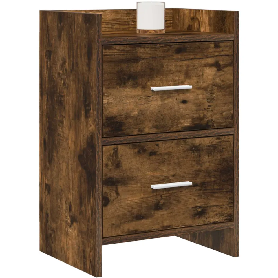 vidaXL Nachtkastjes Gerookt eiken 40 x 30 x 60 cm Bewerkt hout Bruin