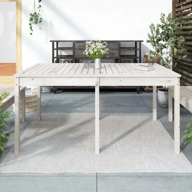 vidaXL Tuintafel 159,5x82,5x76 cm massief grenenhout wit, foto 2