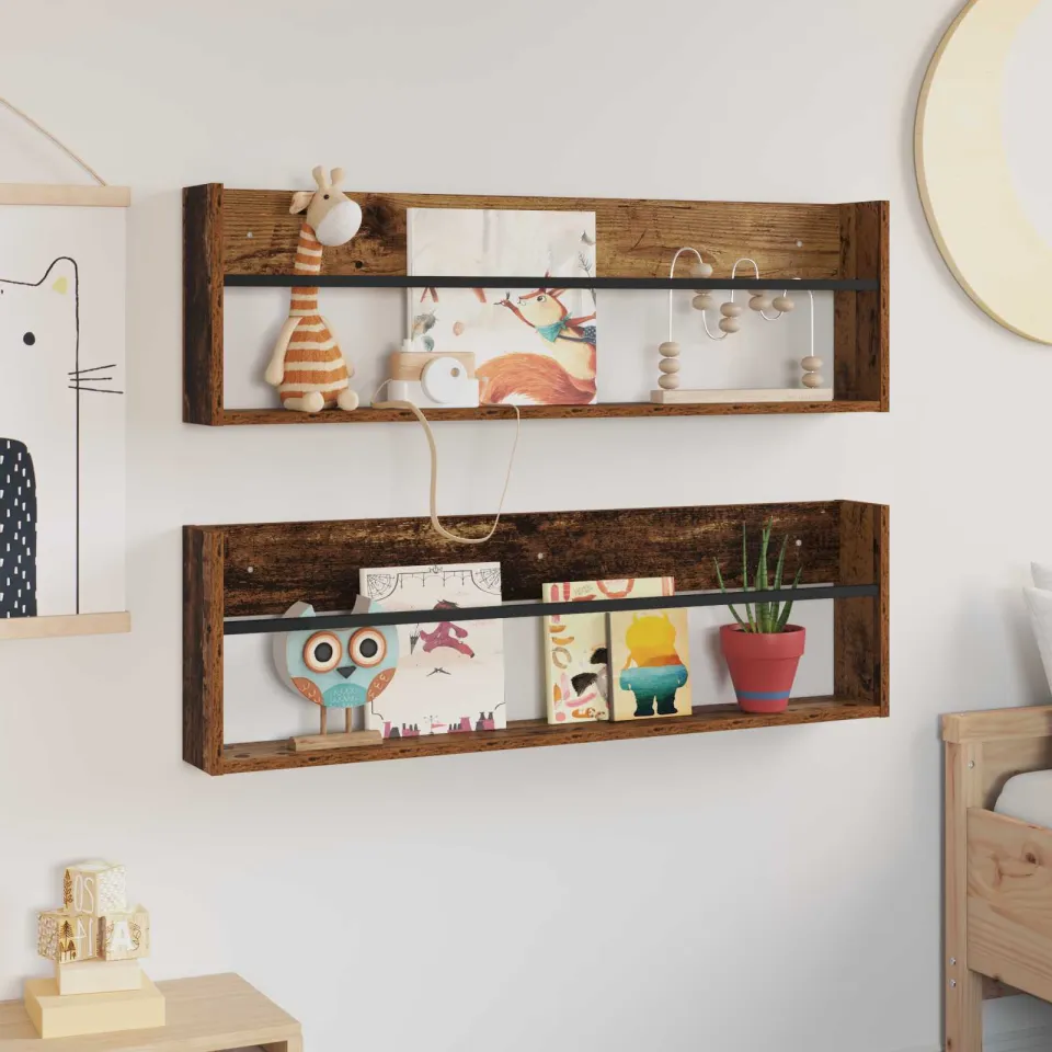 vidaXL Tijdschrift Rek 2 st Oudhout 100 x 12 x 30 cm Bewerkt hout bruin, foto 4