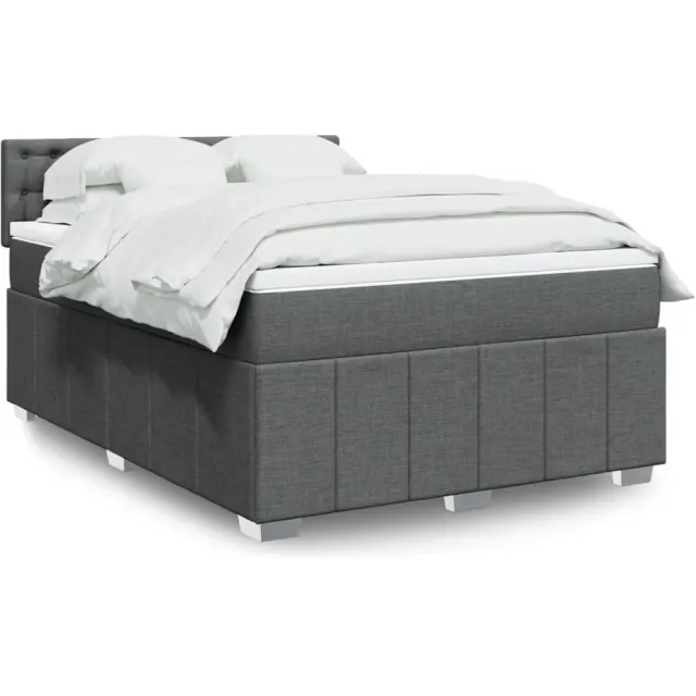 vidaXL Boxspring met matras stof donkergrijs 160x200 cm grijs