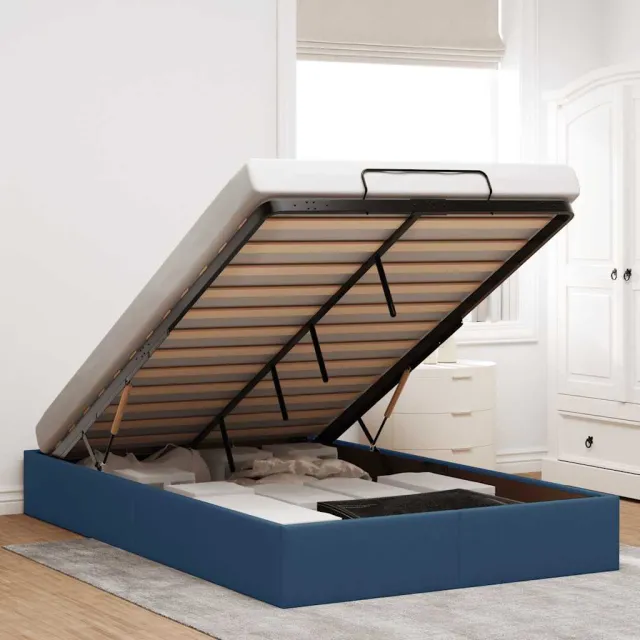vidaXL Bedframe zonder matras 120x190 cm stof blauw