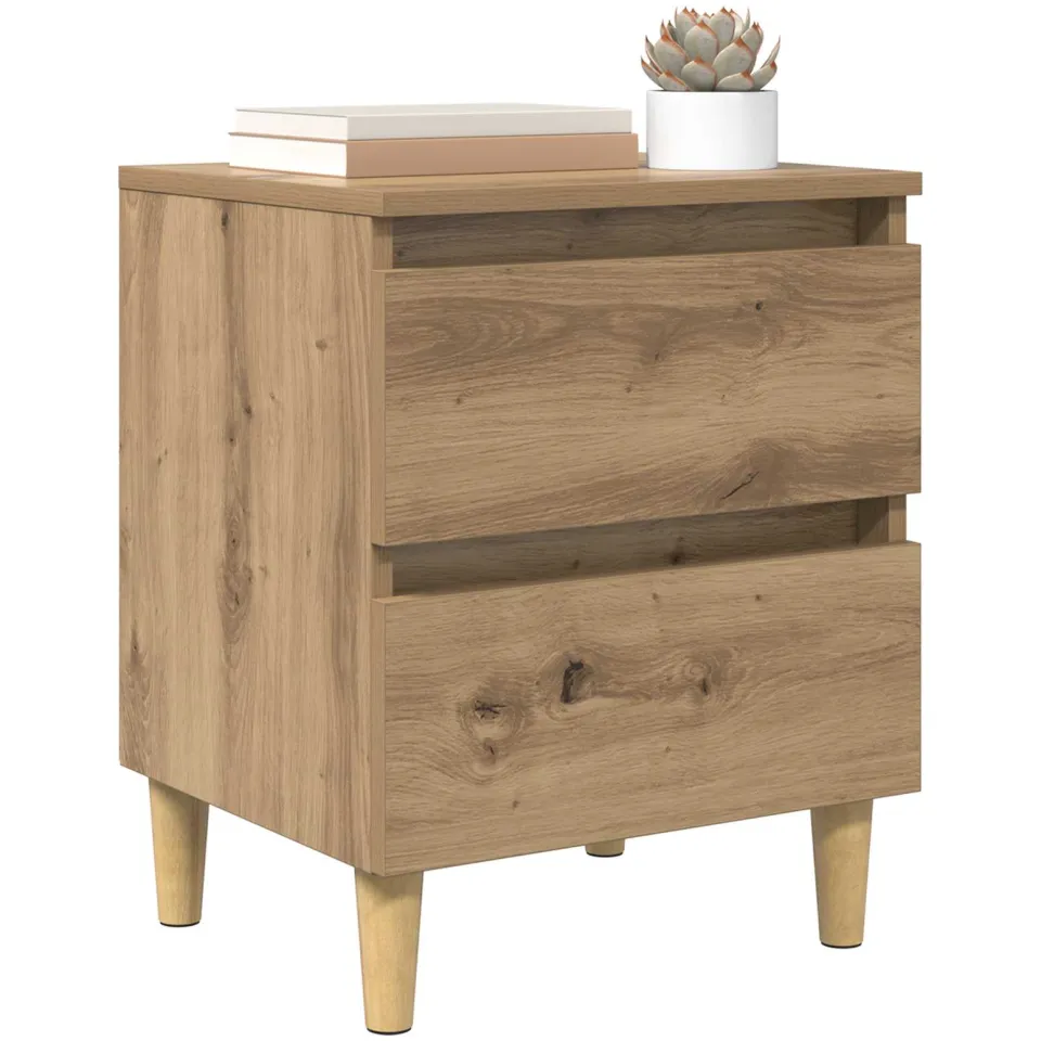 vidaXL Bedkasten 2 st Artisan Eiken 40 x 35 x 50 cm Bewerkt hout, foto 2