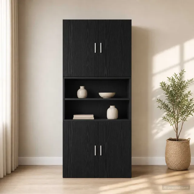 vidaXL Wandkast Zwart eiken 80 x 42,5 x 64 cm Bewerkt hout, foto 2