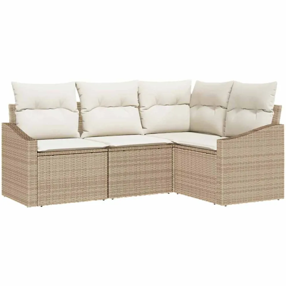 vidaXL Bankstel 4 st Beige poly rattan