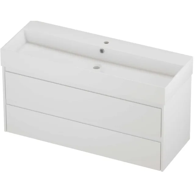 Proline Zara Badmeubelset Porselein Loft 1 Kraangat 120x46x65 cm Glans Wit Mat Wit
