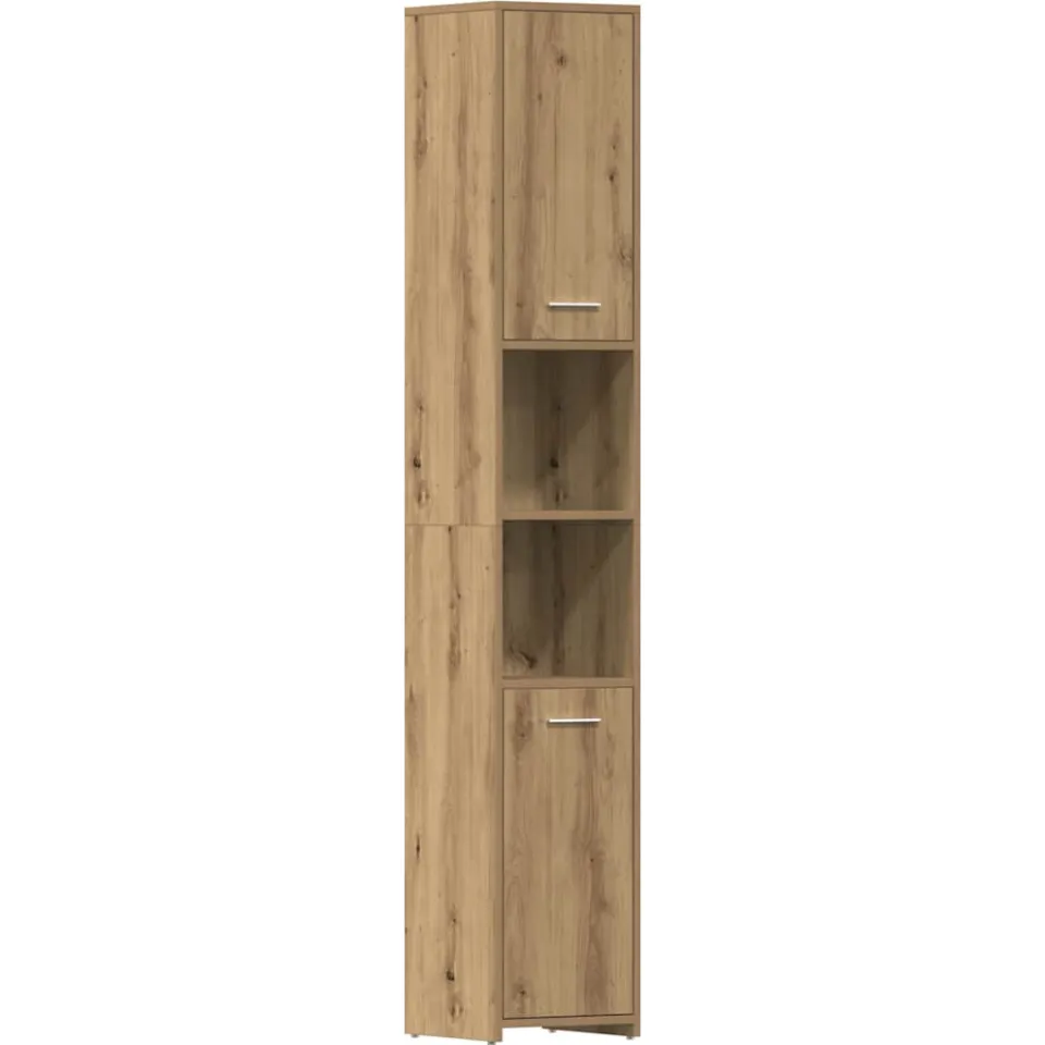 vidaXL 4-delige Badkamermeubelset bewerkt hout artisanaal eikenkleur Bruin