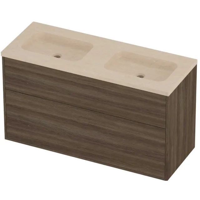 Proline Rollo Badmeubelset Hardsteen Elegant Voor Grepen 120x46x67 cm Sand Stone Vital Oak Eiken