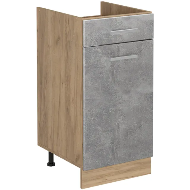 Vicco Keukenonderkast R-Line, Beton/Goudkleurig Eiken, 40 cm zonder werkblad