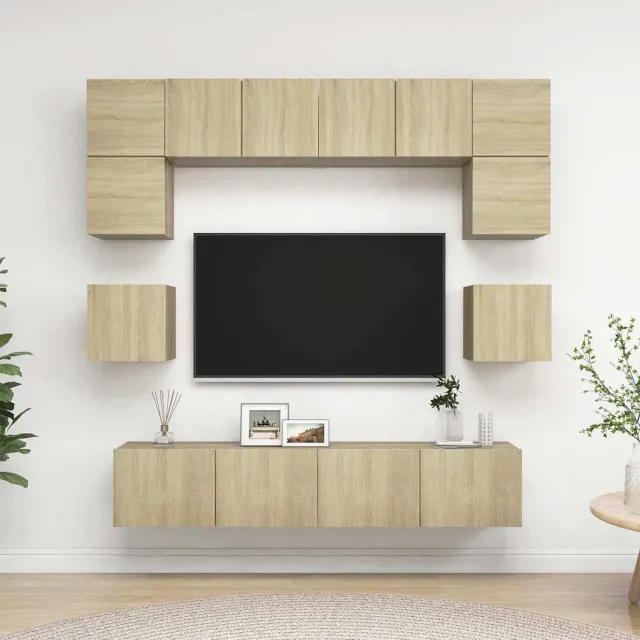vidaXL 8-delige Tv-meubelset bewerkt hout sonoma eikenkleurig, foto 2
