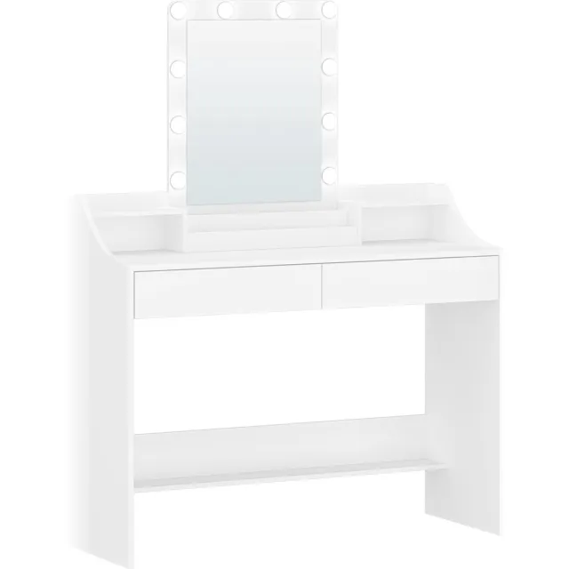 HILINSIE 108cm Kaptafel met Ledverlichting, Instelbare Helderheid Wit