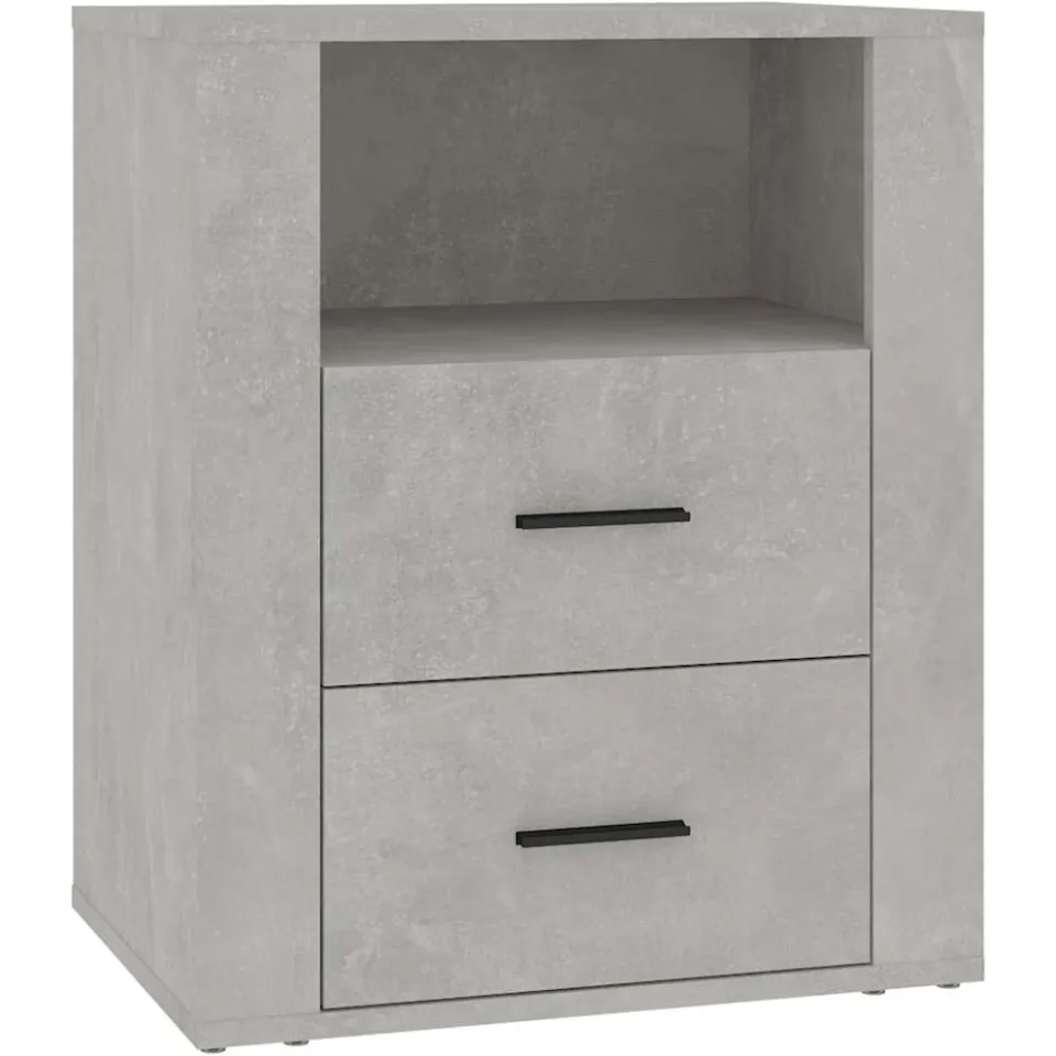 vidaXL Nachtkastje 50x36x60 cm bewerkt hout betongrijs grijs