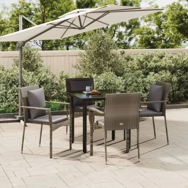vidaXL 5-delige Tuinset met kussens poly rattan zwart en grijs, foto 2