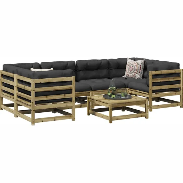 vidaXL 7-delige Loungeset geïmpregneerd grenenhout Bruin
