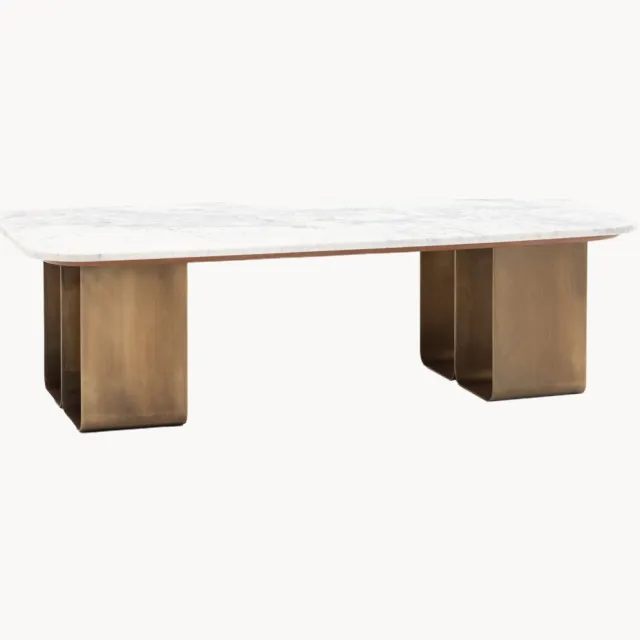 Gallery Direct Marmeren salontafel Dorado Wit, Bruin