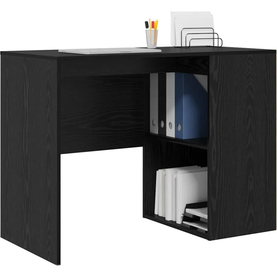 vidaXL Bureau Zwart Eiken 102 x 50 x 75 cm Bewerkt hout