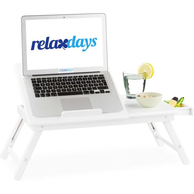 Relaxdays Laptoptafel - inklapbaar - met lade Wit