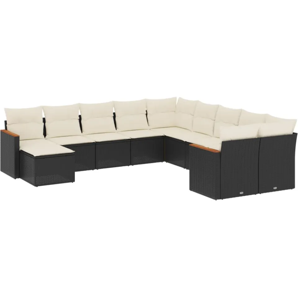 vidaXL Patio Sofa Set 11-zits Black and Cream, foto 3