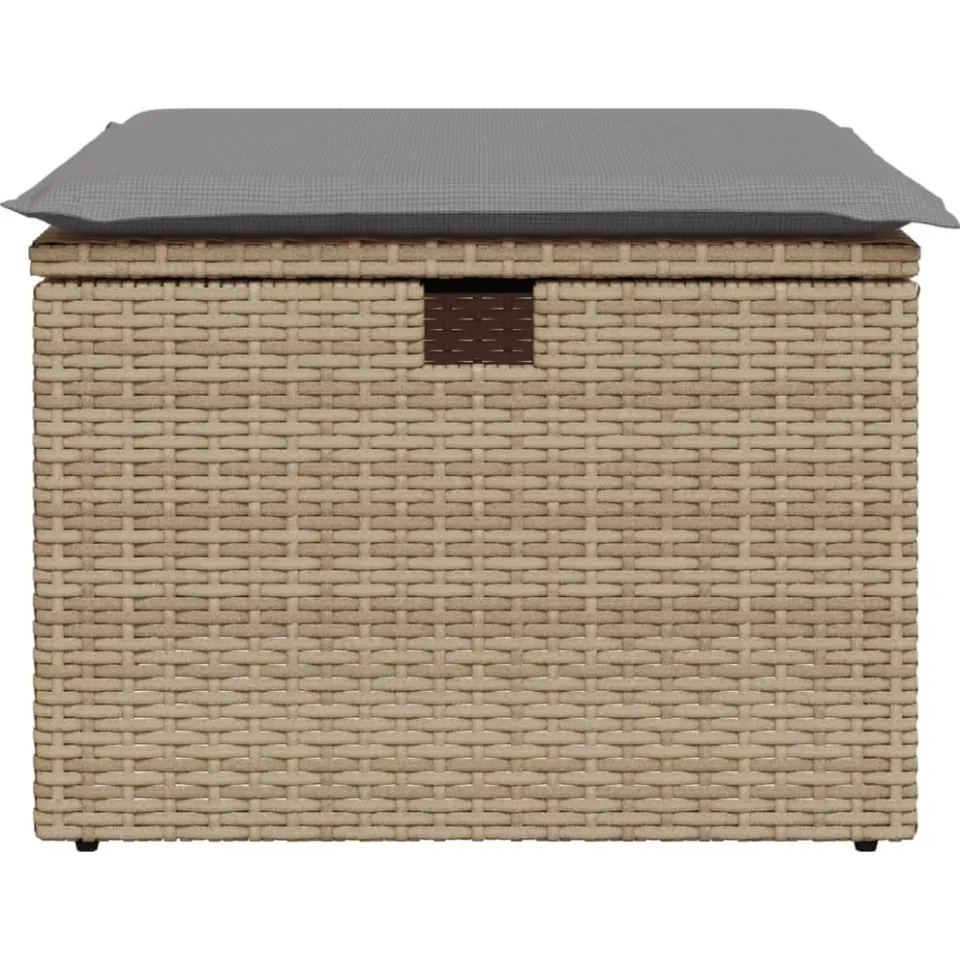 vidaXL Tuinkruk met kussen 55x55x37 cm poly rattan beige, foto 4