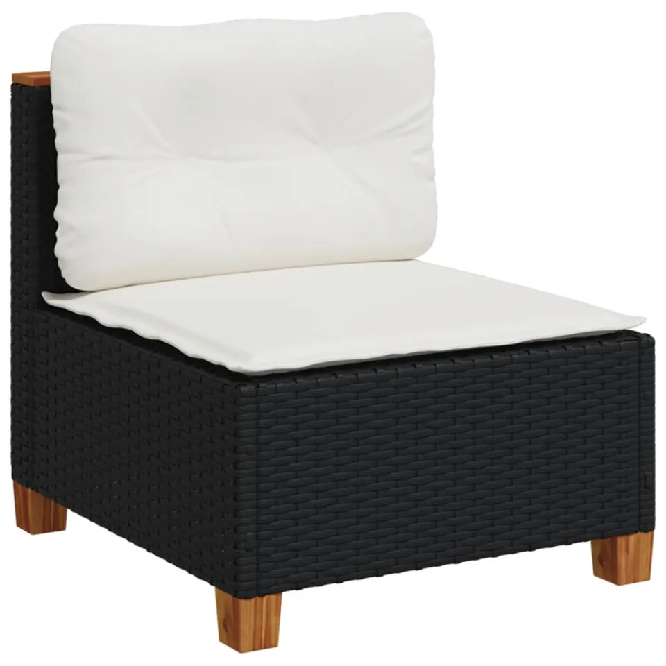 vidaXL 10-delige Loungeset met kussens poly rattan zwart, foto 4