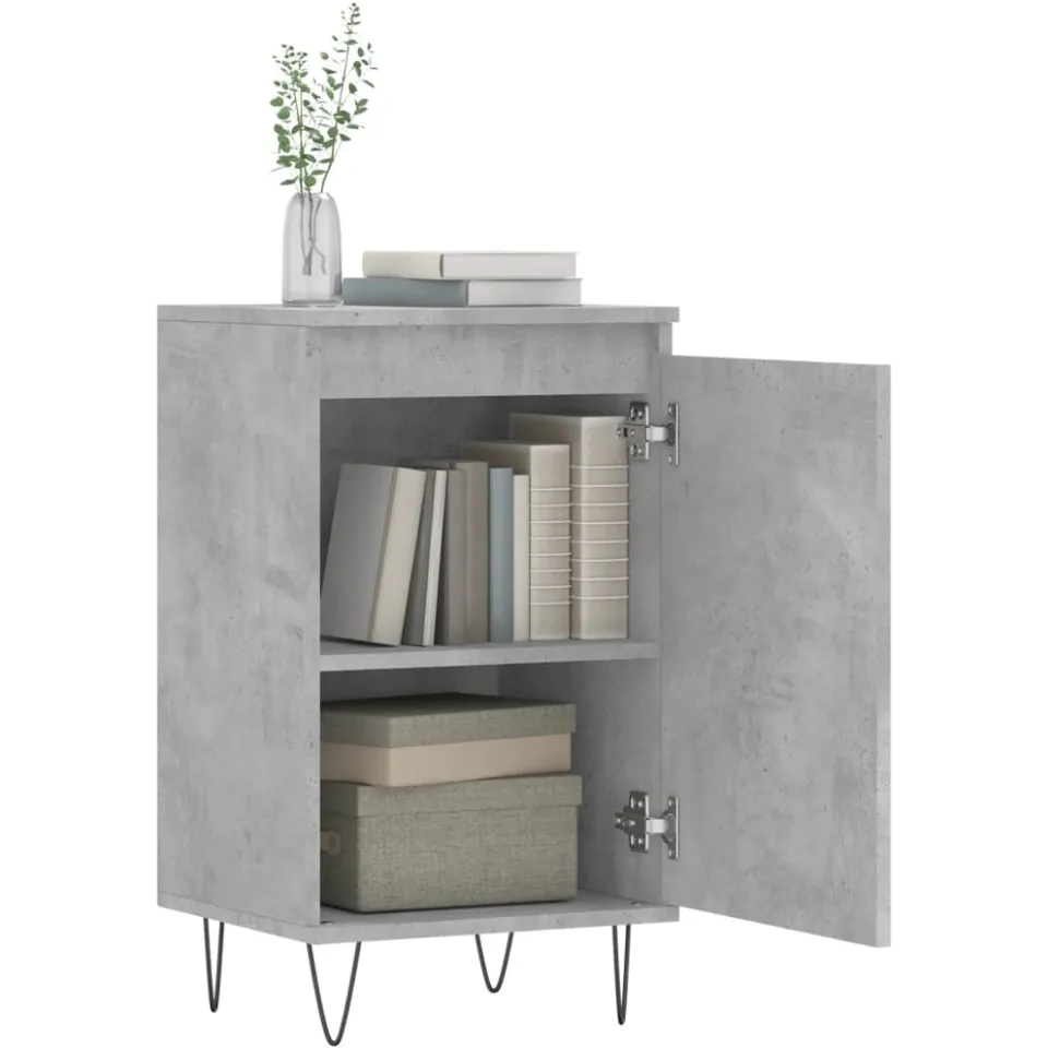 vidaXL Dressoirs 2 st 40x35x70 cm bewerkt hout betongrijs zwart, foto 4
