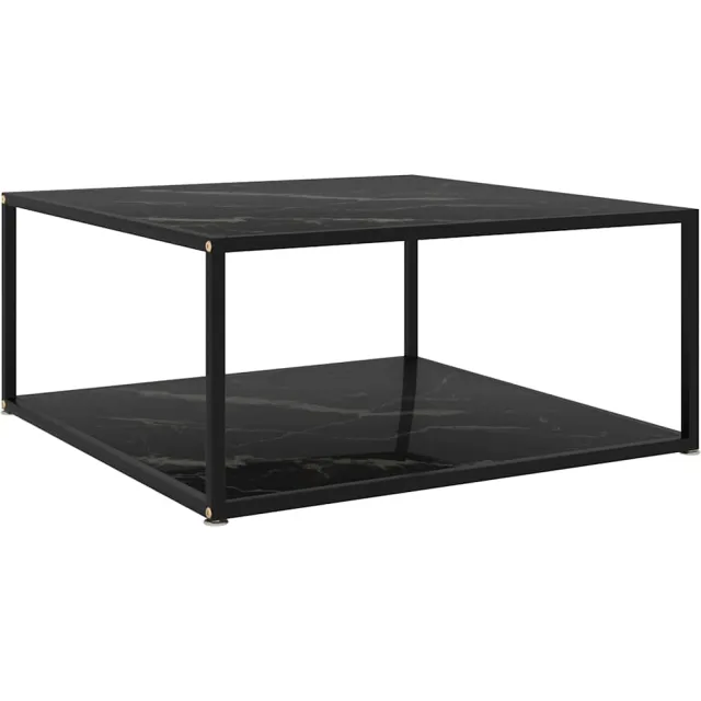 vidaXL Salontafel 80x80x35 cm gehard glas zwart