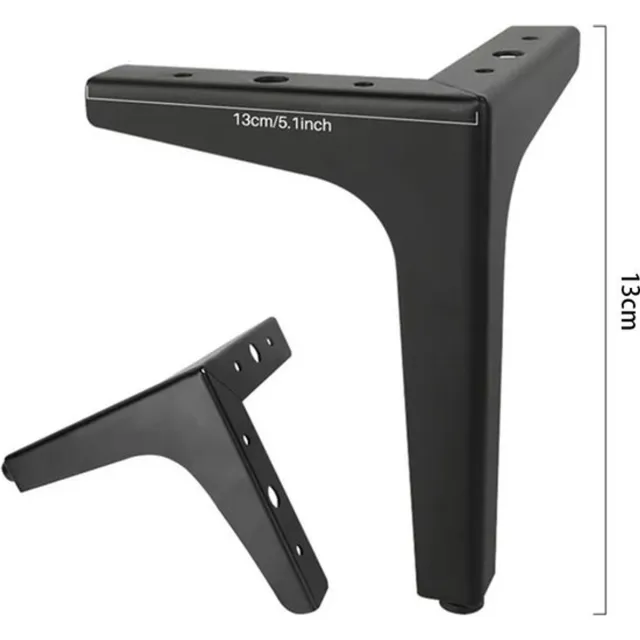 Daity 4-pack zware metalen driehoekige meubelpoten 13 cm - tafelpoten met schroeven - antislip vloerbeschermers - matzwarte industriële vervangingsonderdelen