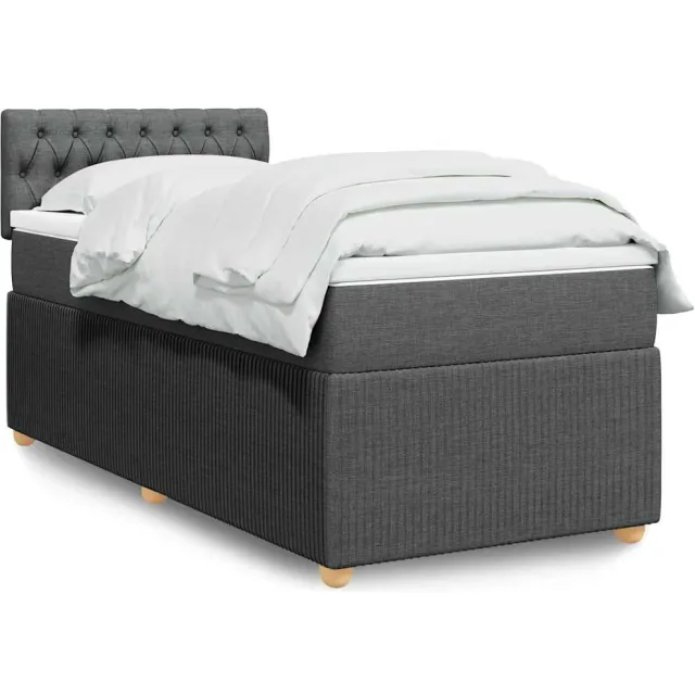vidaXL Boxspring met matras stof donkergrijs 80x200 cm grijs