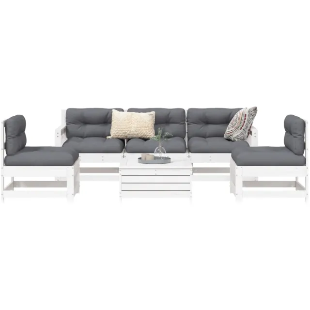 vidaXL 6-delige Loungeset massief grenenhout wit, foto 2