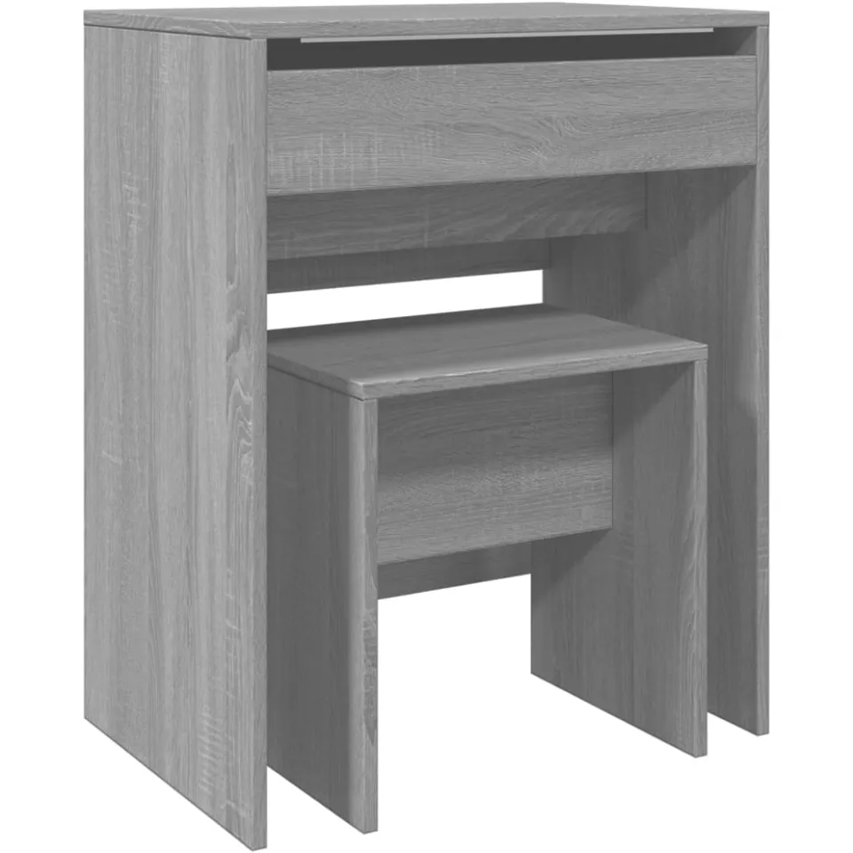 vidaXL Kaptafel met krukje 60x40x113,5 cm grijs sonoma, foto 3