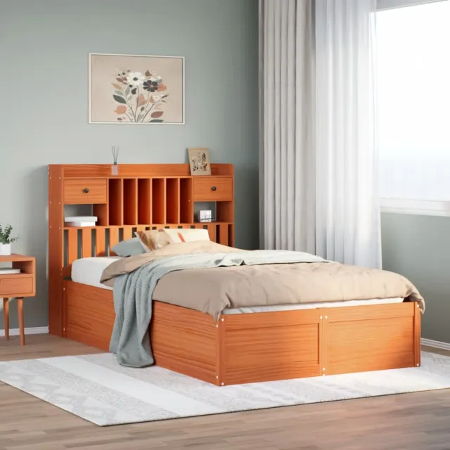 vidaXL Bedframe zonder matras massief grenenhout wasbruin 135x190 cm bruin