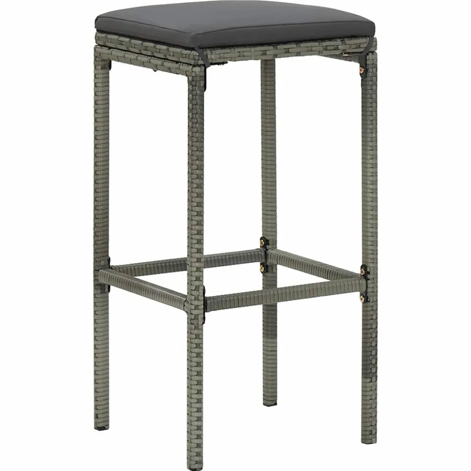 vidaXL Barkrukken 6 st met kussens poly rattan grijs