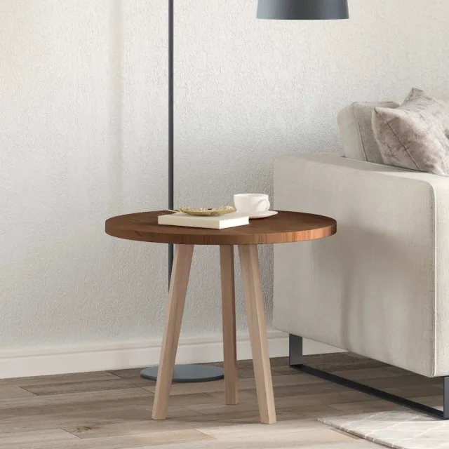 vidaXL Tafelblad Ø 60 x 2,5 cm Rond Massief Eikenhout Donkerbruin