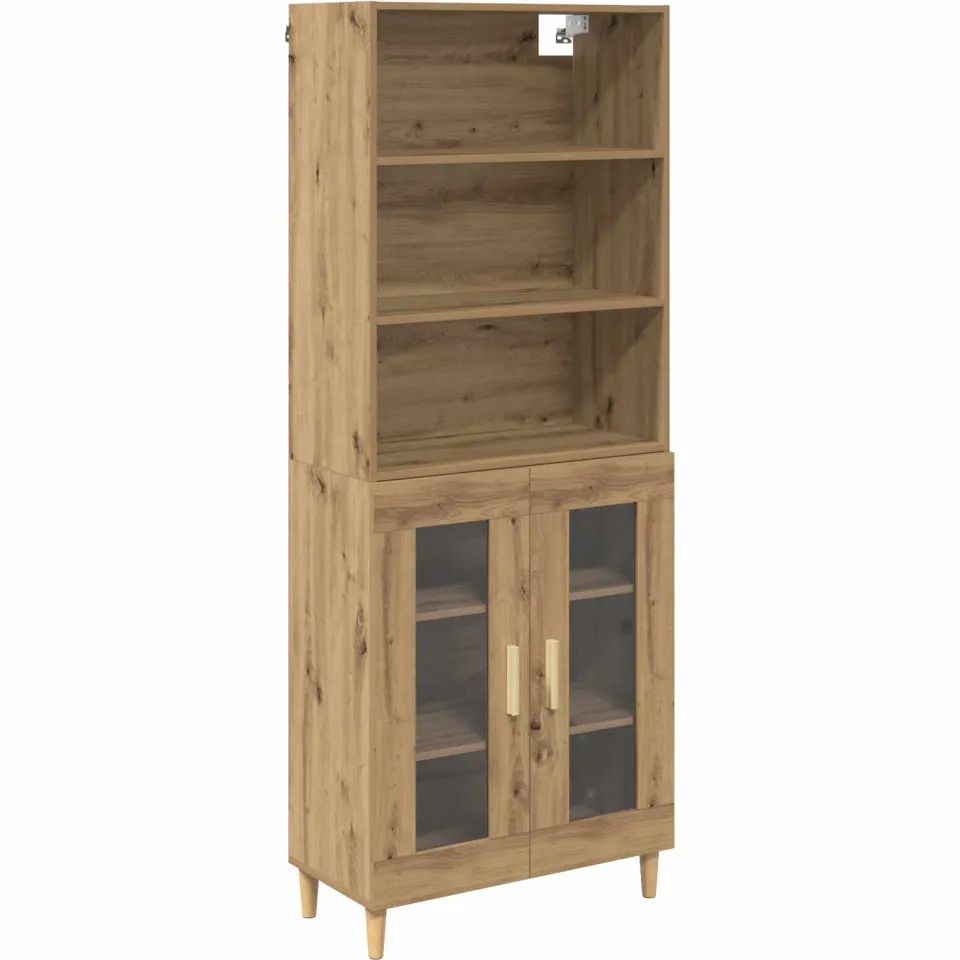vidaXL Hoge kast Artisan Eiken 69,5 x 32,5 x 180 cm Bewerkt hout, foto 3