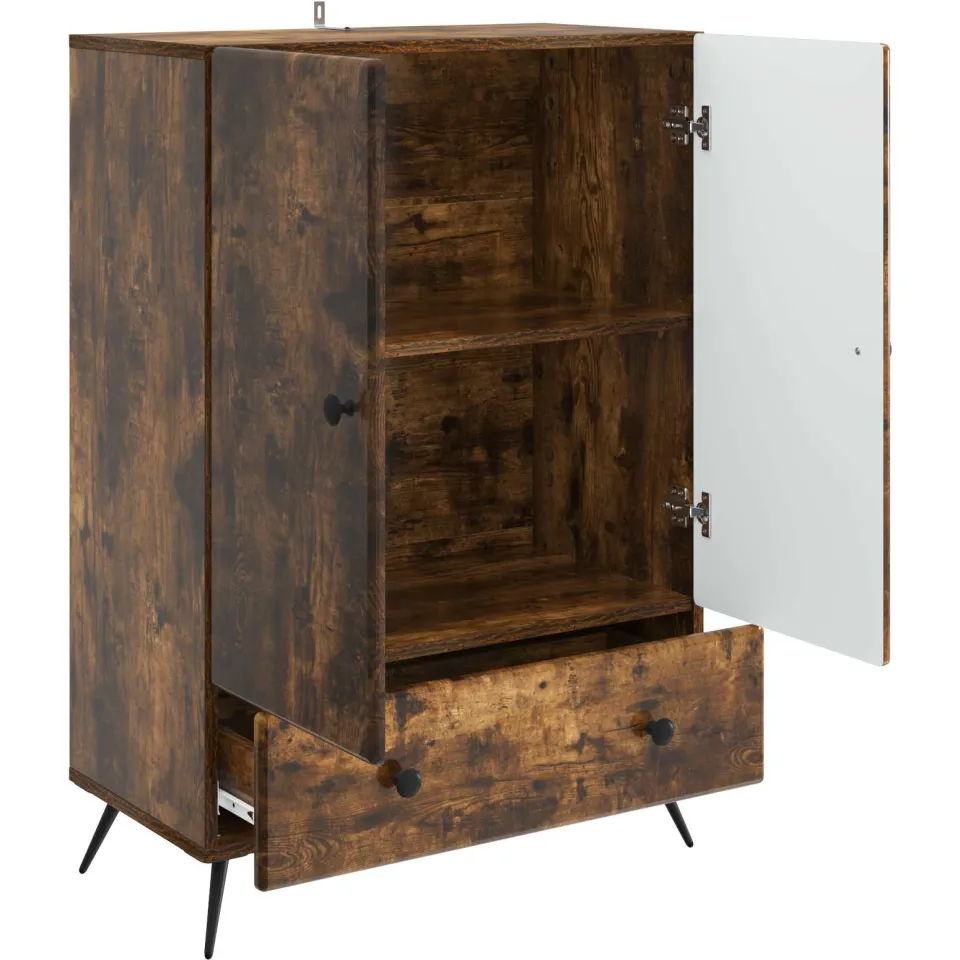 vidaXL Dressoir Gerookt eiken 66 x 34,5 x 95 cm Bewerkt hout, foto 4