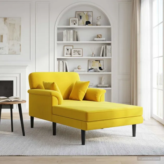 vidaXL Chaise longue Geel fluweel