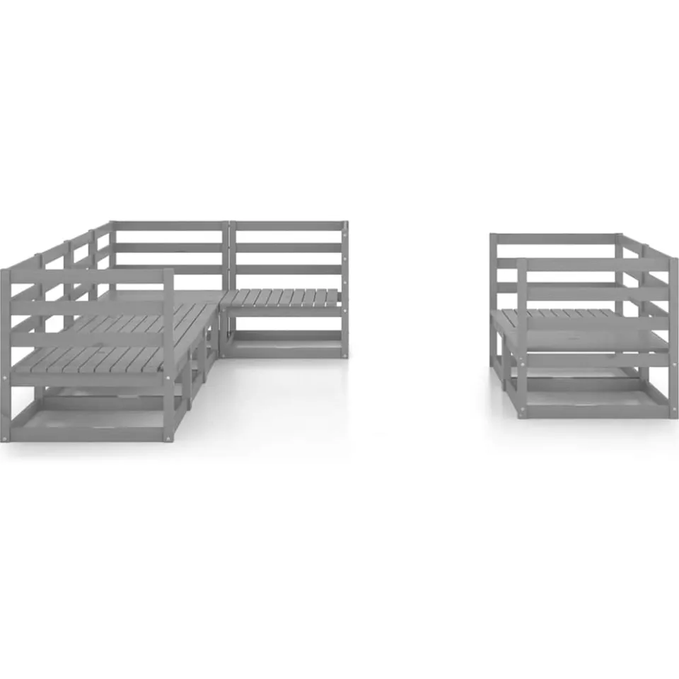 vidaXL 7-delige Loungeset massief grenenhout grijs