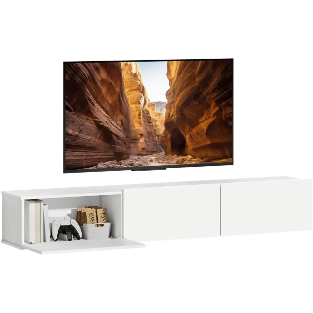Lunpog Zwevende TV Meubel - Stijlvol Modern Design - 180 cm Breedte - Perfect voor Elk Interieur Wit