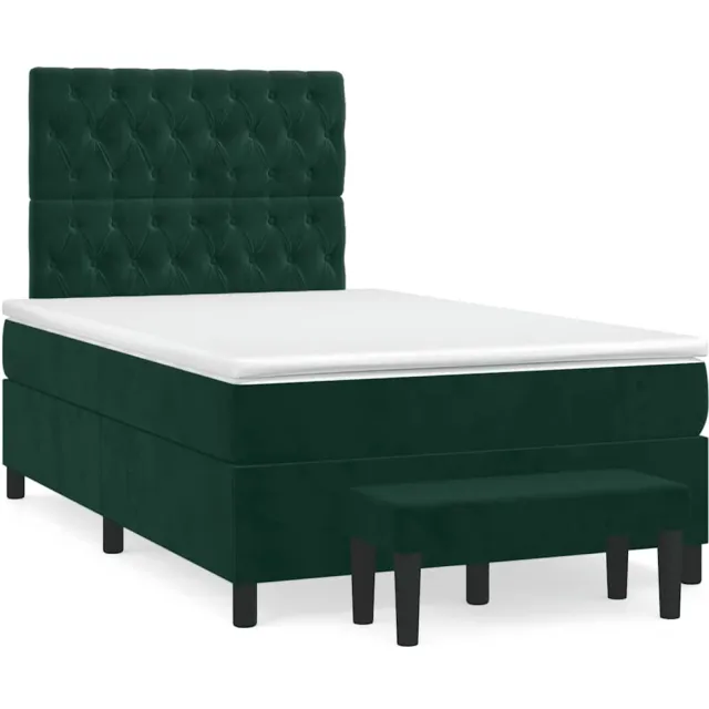 vidaXL Boxspring met matras fluweel donkergroen 120x190 cm groen