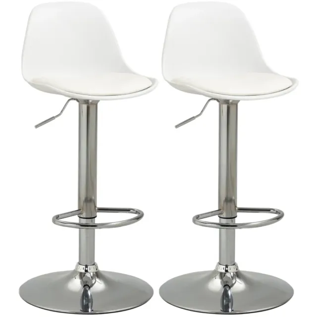 ZYLARO Barkruk - Set Van 2 - Barstoelen - Draaistoelen Met Rugleuning - In Hoogte Verstelbaar - Draagvermogen Tot 120 kg - 38 x 42 x 82-104 cm - Wit
