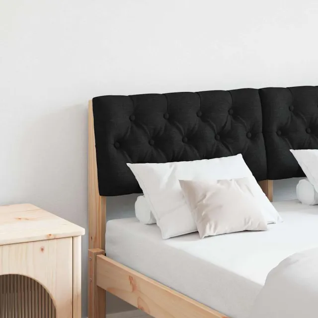 vidaXL Gestoffeerd hoofdbord Zwart 120 cm Massief grenenhout Bruin