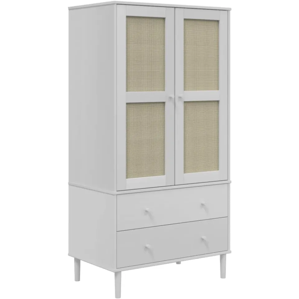 vidaXL Kledingkast SENJA 90x55x175 cm rattan look grenenhout wit