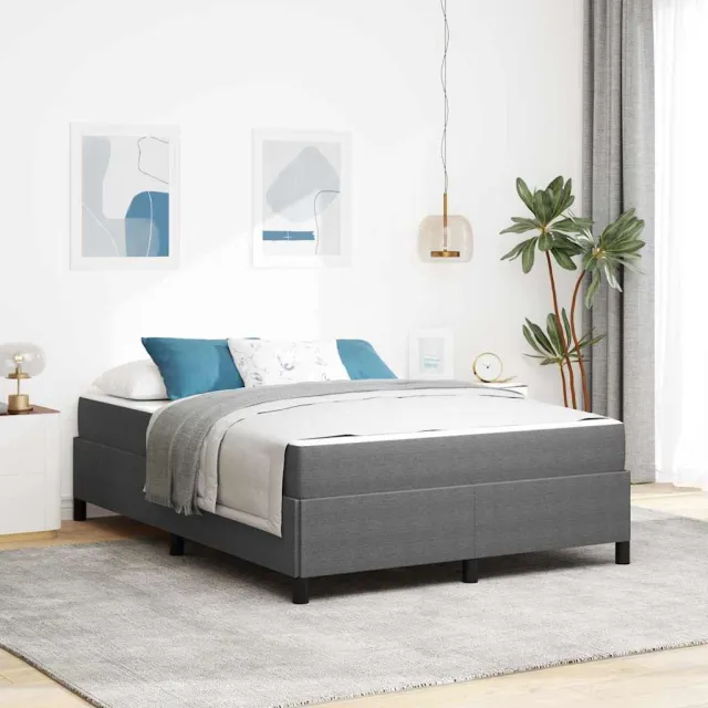 vidaXL Bedframe met matras Lichtgrijs 140 x 190 cm Stof