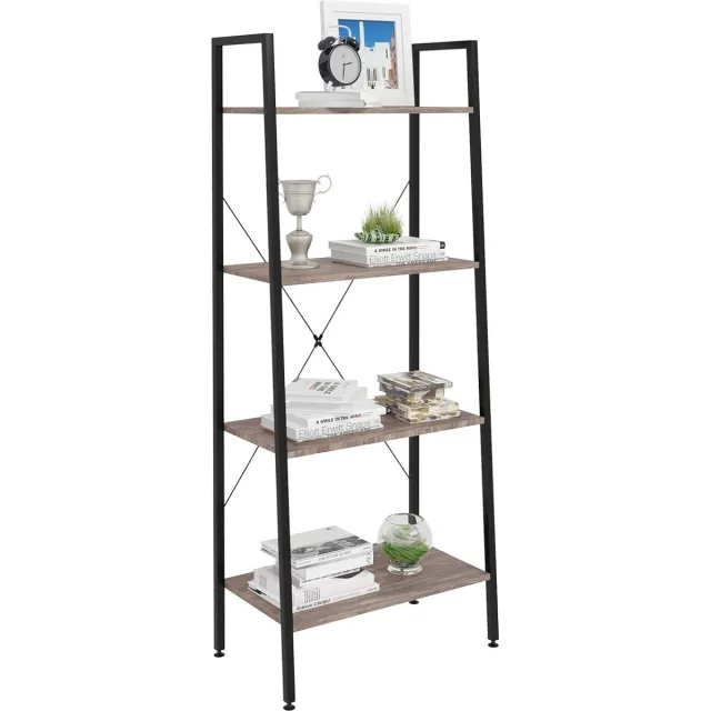 RGB 4 Tier Metalen plank opbergplank Keuken Industriële,Boekenplanken Staande plank 35x60x148cm,Zwart+Donkerbeuken RGB9283dc