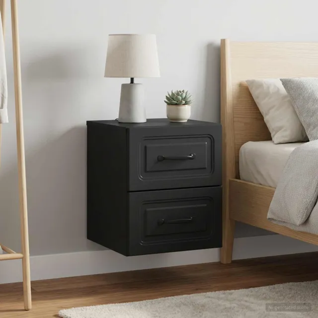 vidaXL Wandbeugel Bedkast 2 st Zwart 34,5 x 33 x 40 cm Bewerkt hout, foto 2