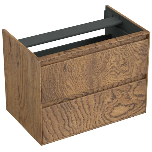 Forzalaqua Onderkast Forzalaqua Reno 80x51x60 Cm 2 Lades Softclose Eiken Castle Brown Bruin